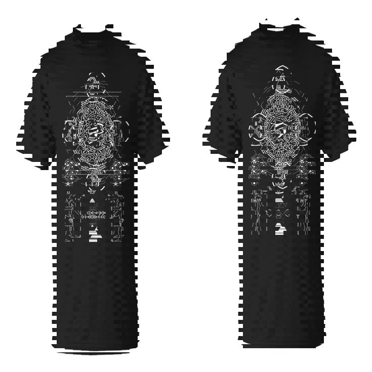 神聖な幾何学エジプトのアヌビス ホルスの目の芸術 Tシャツ