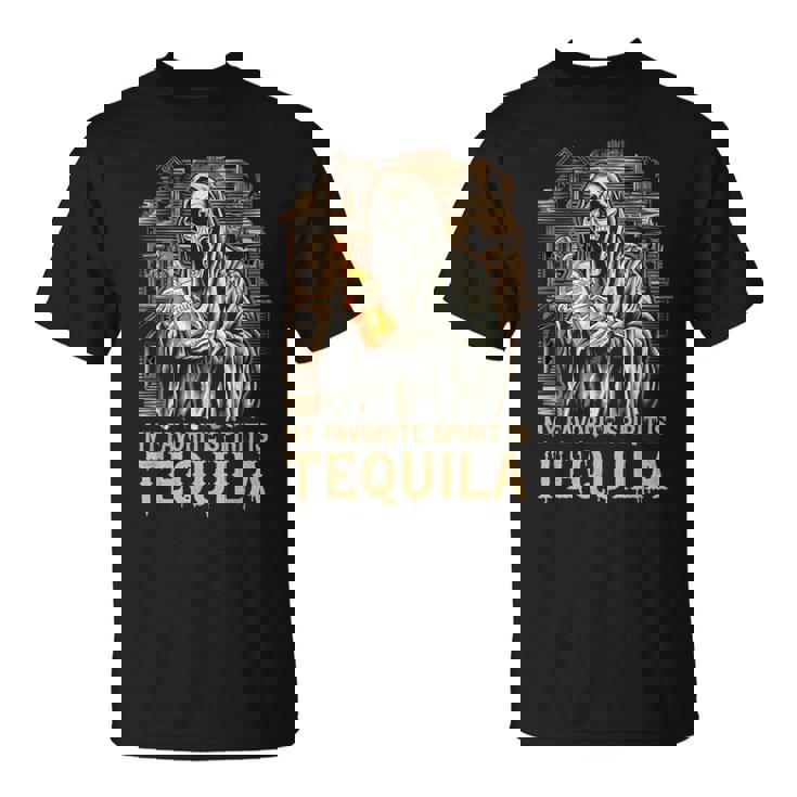 私の好きなスピリットはテキーラ ゴースト ハロウィン テキーラ Tシャツ