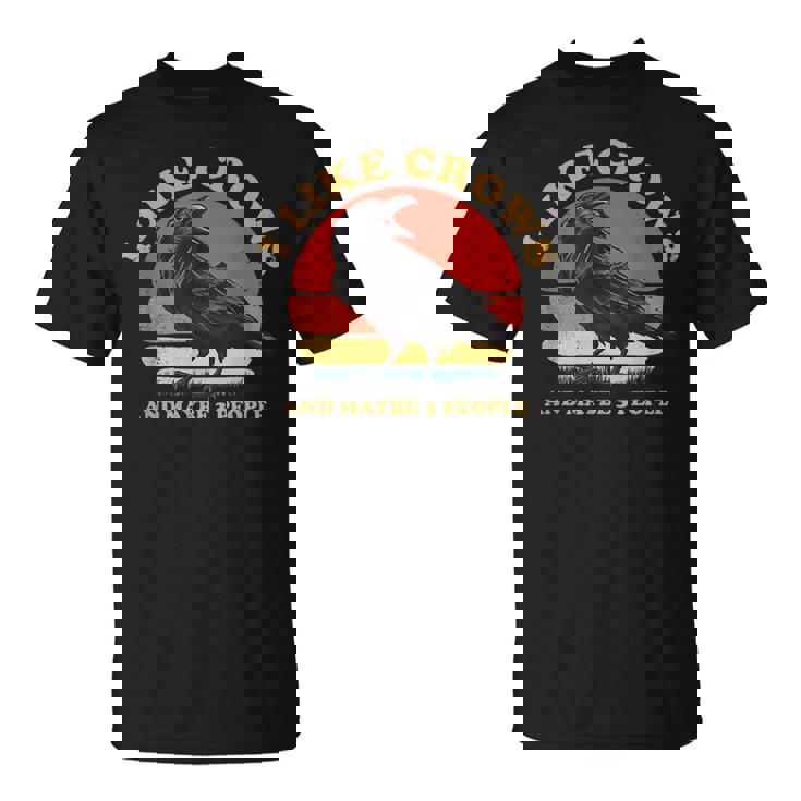 私はカラスと多分 3 人が好きです レトロ ビンテージ ブラック カラス Tシャツ