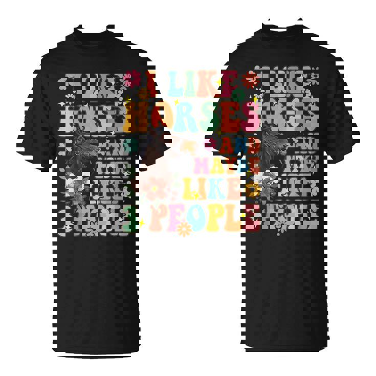 私は馬と3人が好きグルーヴィーな乗馬乗馬ライダー Tシャツ