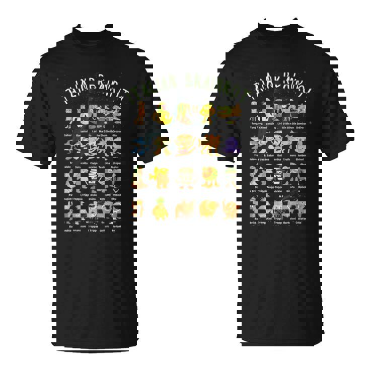 種類 イタリア ブレイン ミーム キャラクター 手描き ティーン Tシャツ