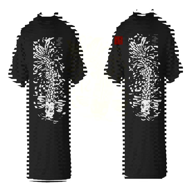 穏やかな鯉 日本禅芸術 平和な水庭鯉 Tシャツ