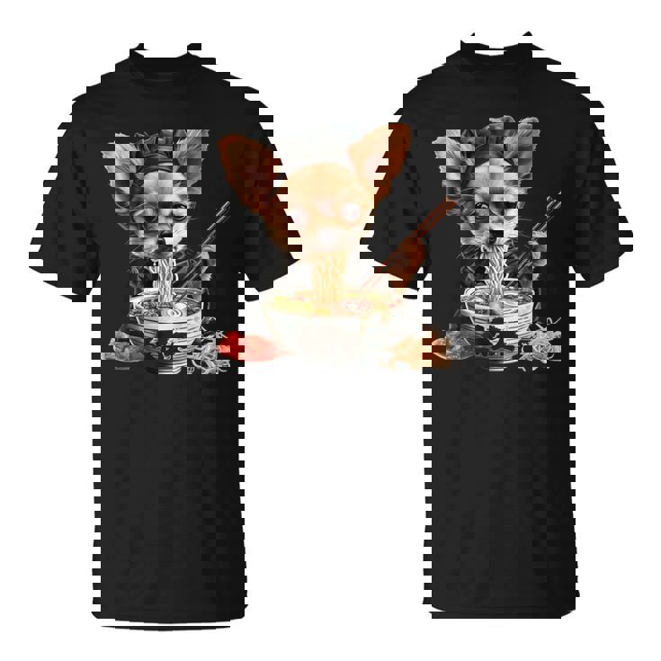 空手犬のチワワがラーメンを食べる、日本、面白いラーメン Tシャツ