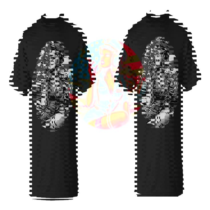 第二次世界大戦 爆撃機 葉巻 喫煙 ピンナップガール Tシャツ