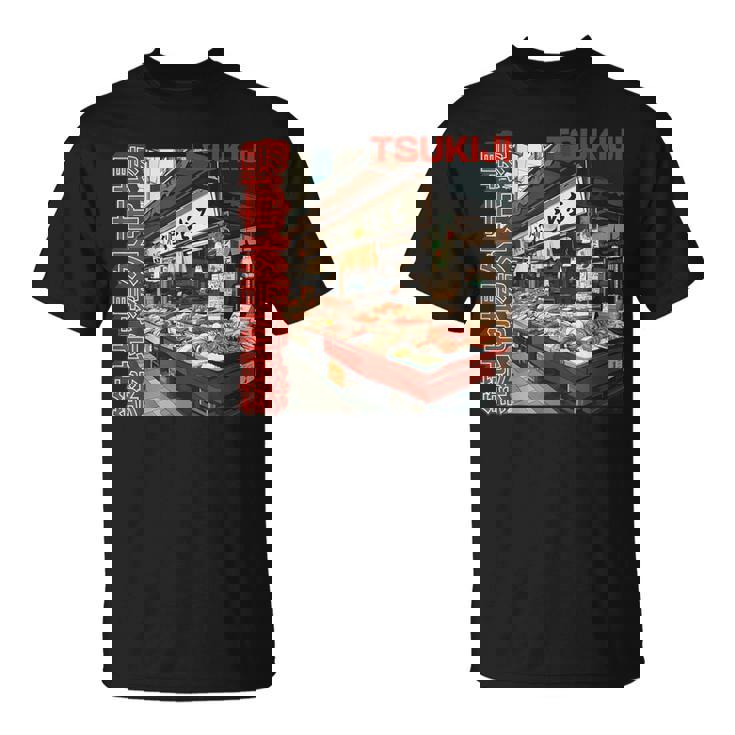 築地魚市場 日本 東京撮影 海鮮屋台 Tシャツ