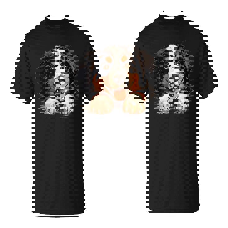 素敵で面白い覗き見犬 バーニーズマウンテンドッグ Tシャツ