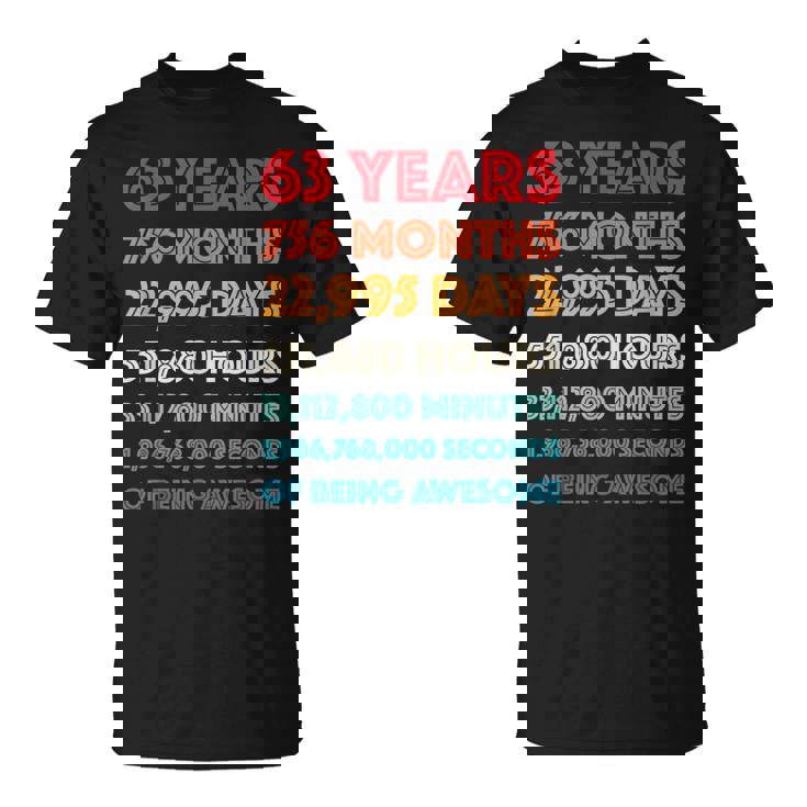 素晴らしい63歳の誕生日プレゼント 面白い レトロ 63歳の誕生日 Tシャツ