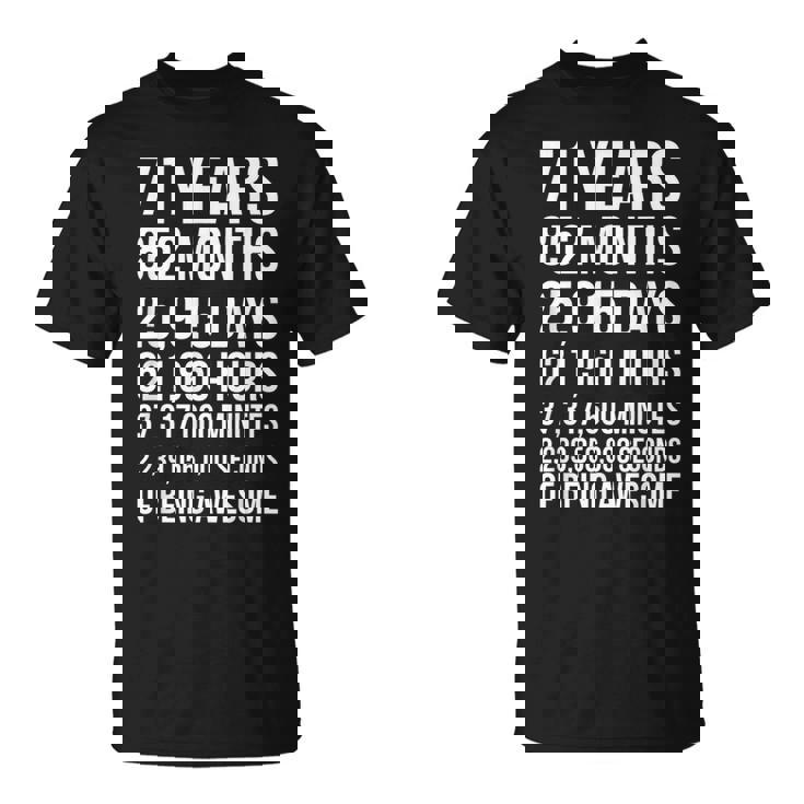 素晴らしい71歳の誕生日ギフト 面白い71歳の誕生日 Tシャツ