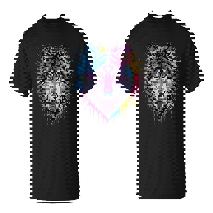 素晴らしいオオカミの頭の色彩。 Tシャツ