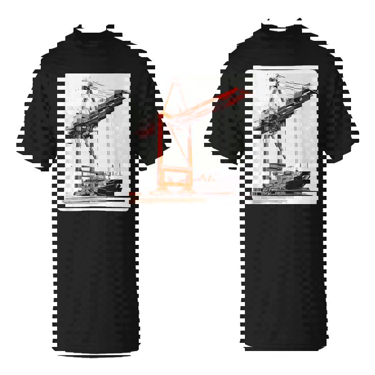 素晴らしいポートクレーン コンテナ船コスチューム Tシャツ