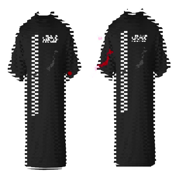 縦型日本国旗、文字「Japan」&シルエットマップ Tシャツ