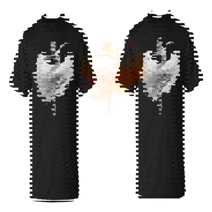 美しいバレリーナガール ダンシングバレエ水彩画 Tシャツ