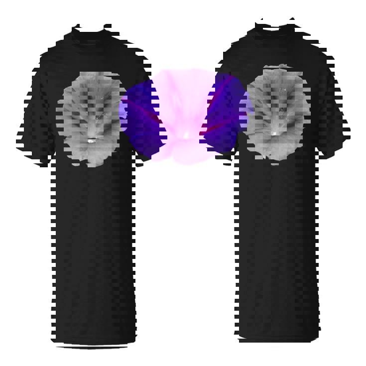 美しいパープルカラーの朝顔フラワーカットアウト Tシャツ