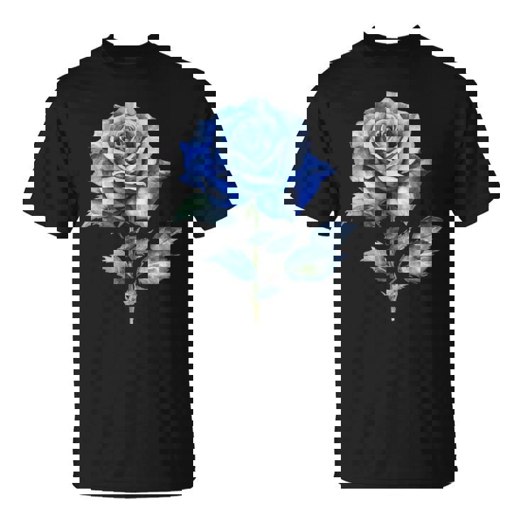 美しいブルーローズフローラルブルーフラワー Tシャツ