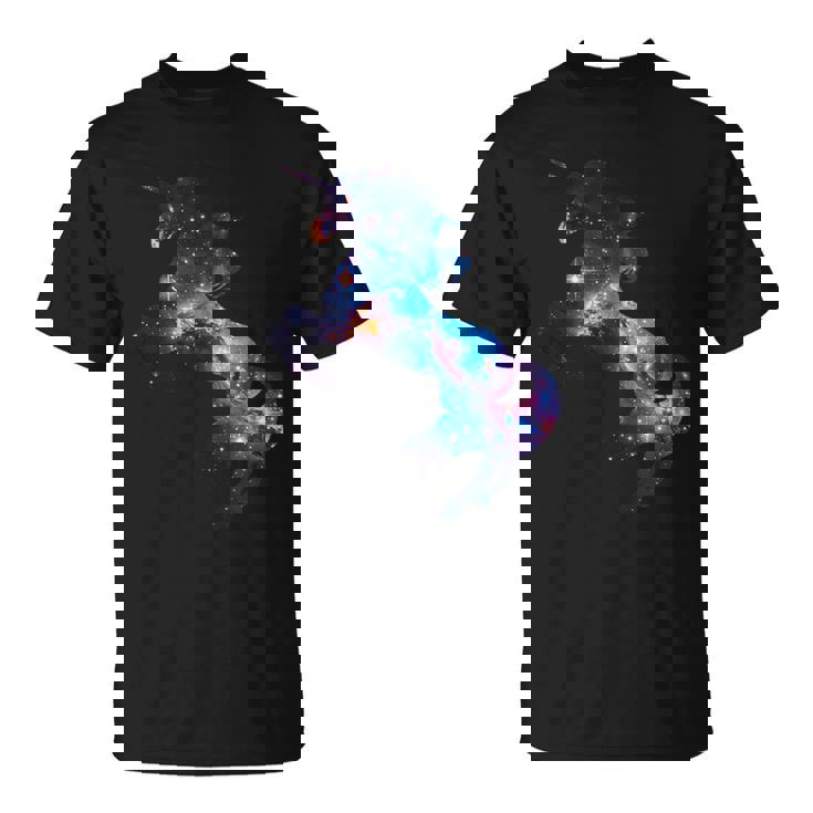 美的シルエット 夢のような宇宙 銀河 ユニコーン Tシャツ