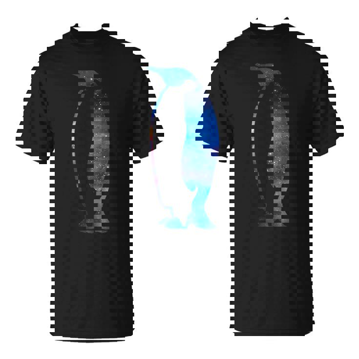 美的シルエット 星 宇宙 銀河 ペンギン Tシャツ