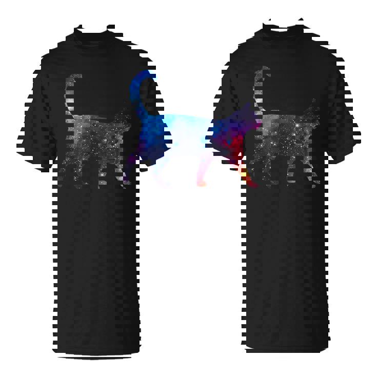 美的シルエット 星 宇宙 銀河 猫 Tシャツ