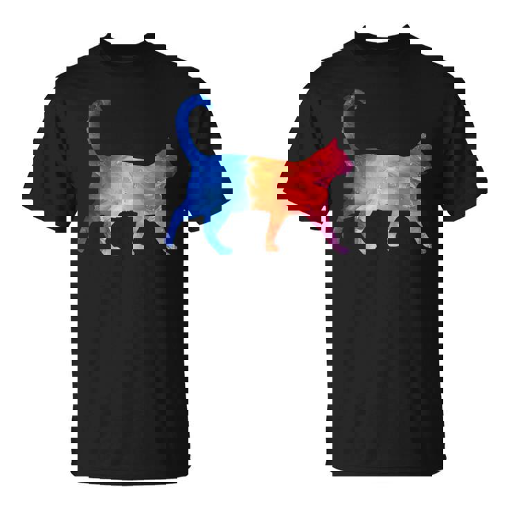 美的シルエット芸術的水彩猫 Tシャツ