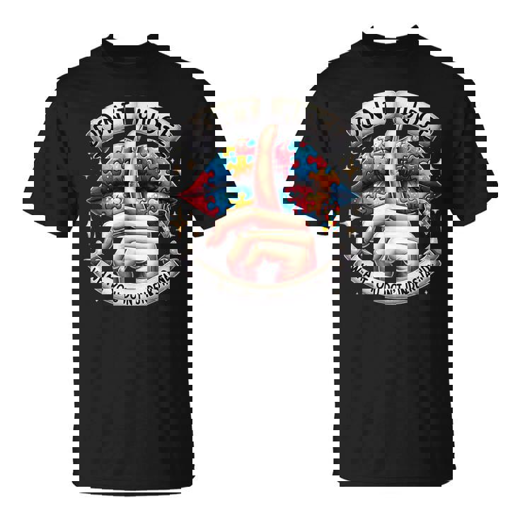 自閉症啓発唇を理解していないことを判断しないでください Tシャツ