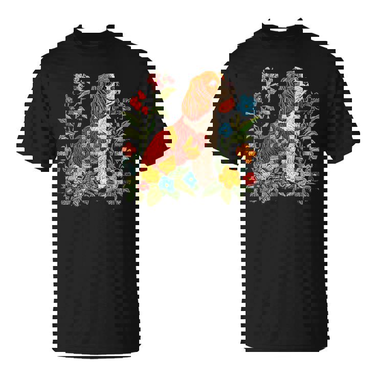 花柄 キャバリア王 チャールズ スパニエル キュート ママ 母の日 Tシャツ