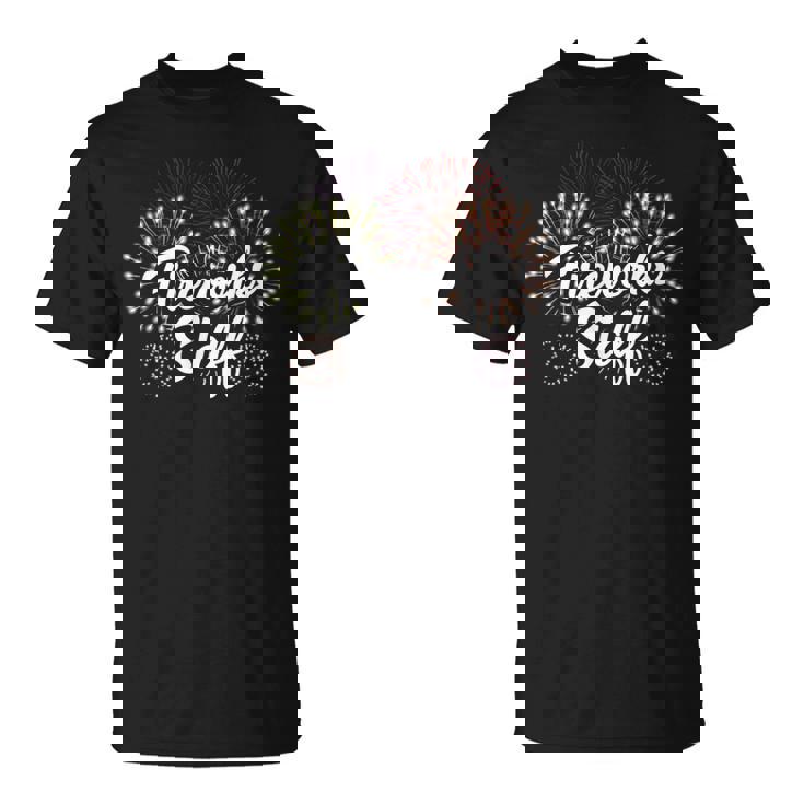 花火スタッフ 爆発の後ろに留まる花火 Tシャツ