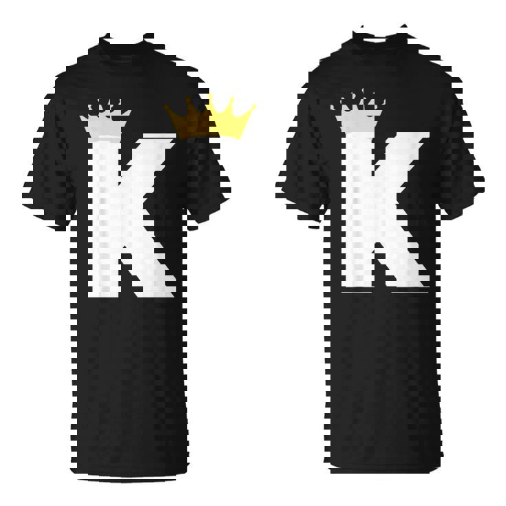 英文字 K 大文字 アルファベット モノグラム イニシャル キング クイーン クラウン Tシャツ