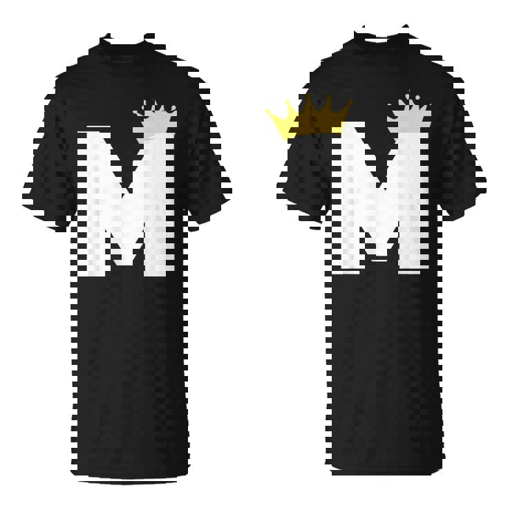 英文字 M 大文字 アルファベット モノグラム イニシャル キング クイーン クラウン Tシャツ