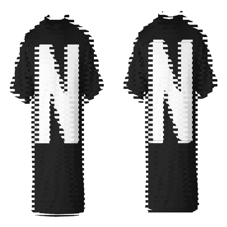 英文字 N 大文字 アルファベット モノグラム イニシャル Tシャツ