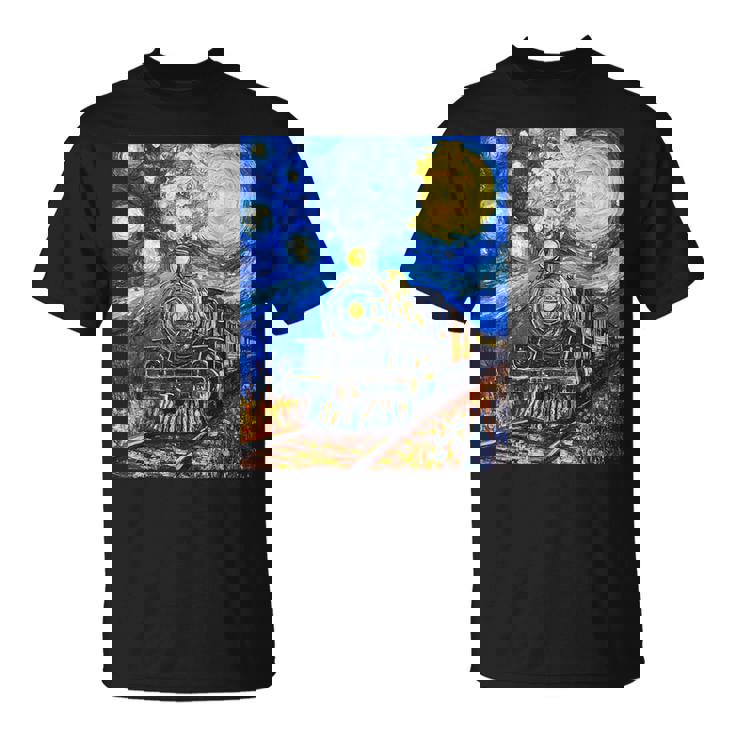 蒸気機関 蒸気機関車 ヴィンテージ ゴッホ 機関車 列車 Tシャツ