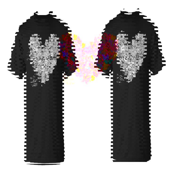 蝶 ハート かわいい 庭 Tシャツ