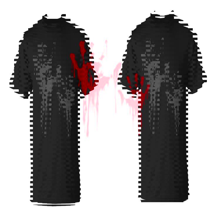 血のスプラッターハロウィーンのゾンビの犠牲者 Tシャツ