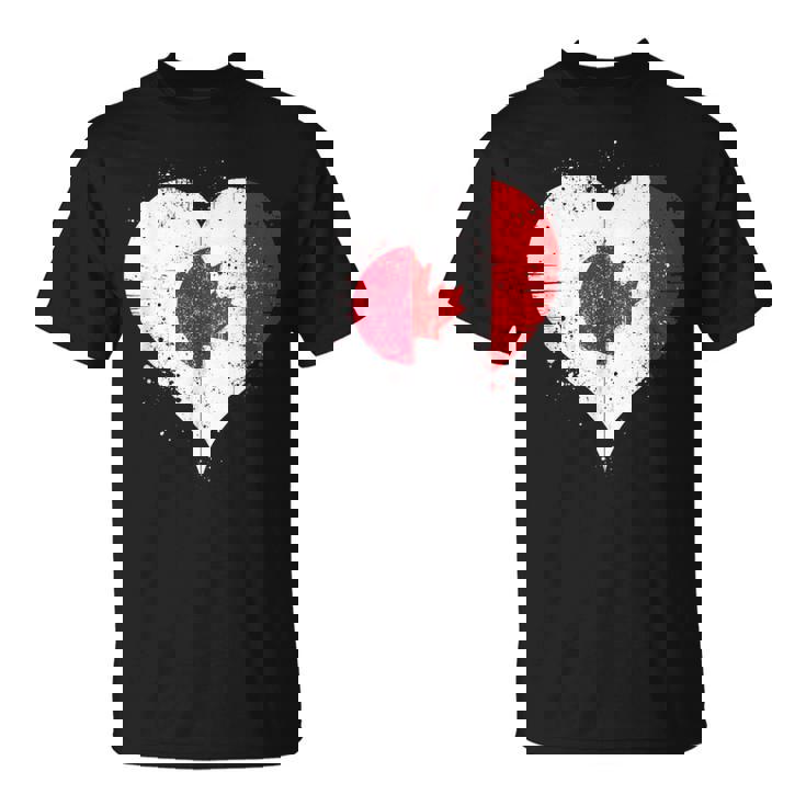 誇り高き日系カナダ人を想うビンテージスタイルのクールなカナダ国旗と日本国旗 Tシャツ