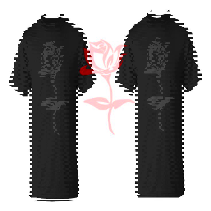 赤いバラ ミニマリスト お絵かき 花 薔薇 恋人 ガーデニング Tシャツ