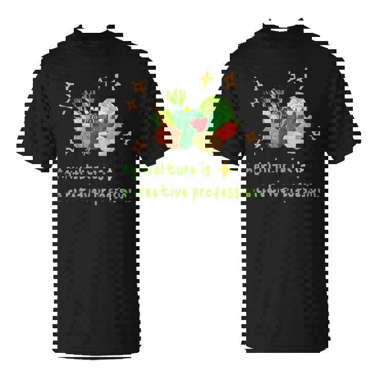 農業はクリエイティブ 野菜 生産 畑 家庭菜園 農家 アグリカルチャー 食育 芸術作品 メンズ レディース キッズ Tシャツ