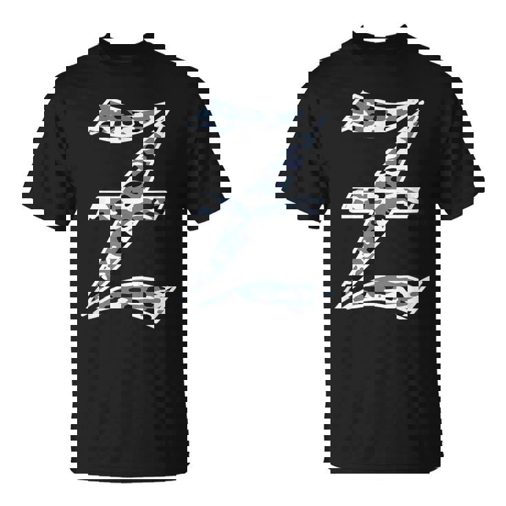 迷彩 アルファベット Z 古英語 大 カリグラフィー 文字 Tシャツ