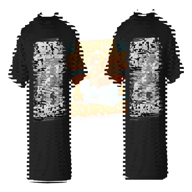 都市公園の都会のリス スタイリッシュで楽しいどんぐりアドベンチャー Tシャツ