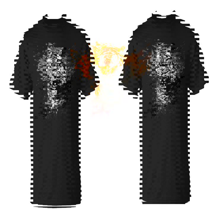 野生動物愛好家のためのアングリータイガー グラフィック Tシャツ