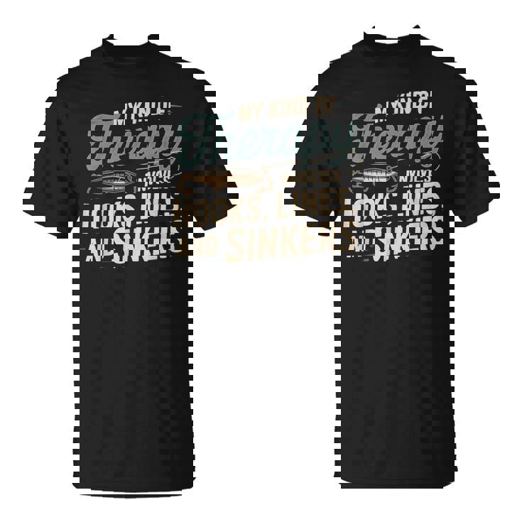 釣り My Kind Of Therapy フック ライン シンカー おもしろいことわざ Tシャツ