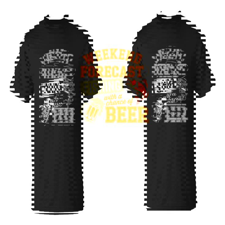 釣り人のための面白い釣りとビールの週末予報 Tシャツ