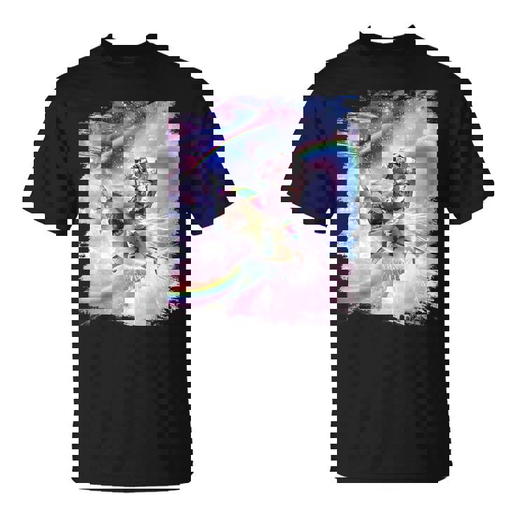 銀河 宇宙飛行士 猫 乗馬 虹 シャーク Tシャツ