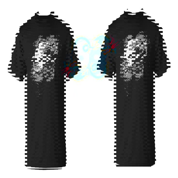 陰陽 太極竜デザイン 瞑想用 太極拳 Tシャツ