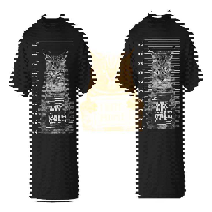 面白い 逮捕された犯罪者猫 マグショット I Hate People Cat Lover Tシャツ