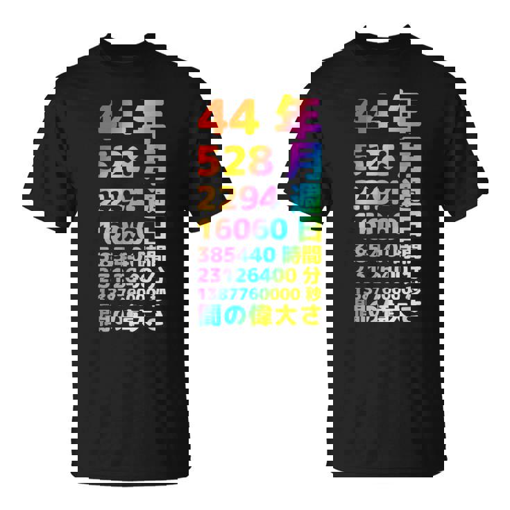 面白い44歳の誕生日の古いメーター 面白い44歳のギフト 女性 男性 面白い電卓 44歳の誕生日のギフト Tシャツ