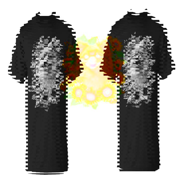 面白いtシャツ ポメラニアン ひまわり わんこ メンズ 犬好き グッズ かわいい おもしろ 面白い 服 ネタ Tシャツ