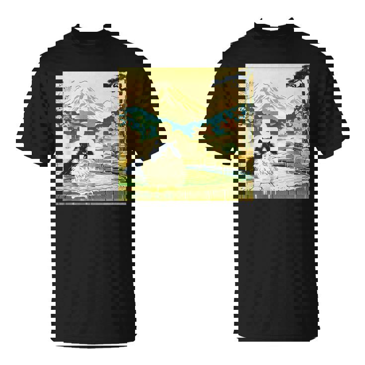 面白いtシャツ 猫 ネコ 温泉 メンズ 猫好き グッズ おもしろ 面白い 服 ネタ 猫の下僕 浮世絵 Tシャツ