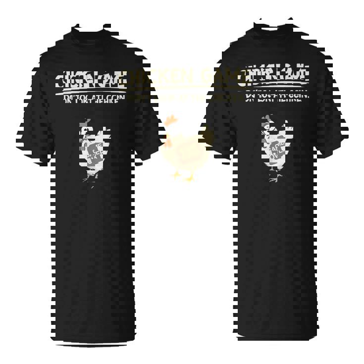 面白いチキンゲーム「見えないデザイン」 Tシャツ