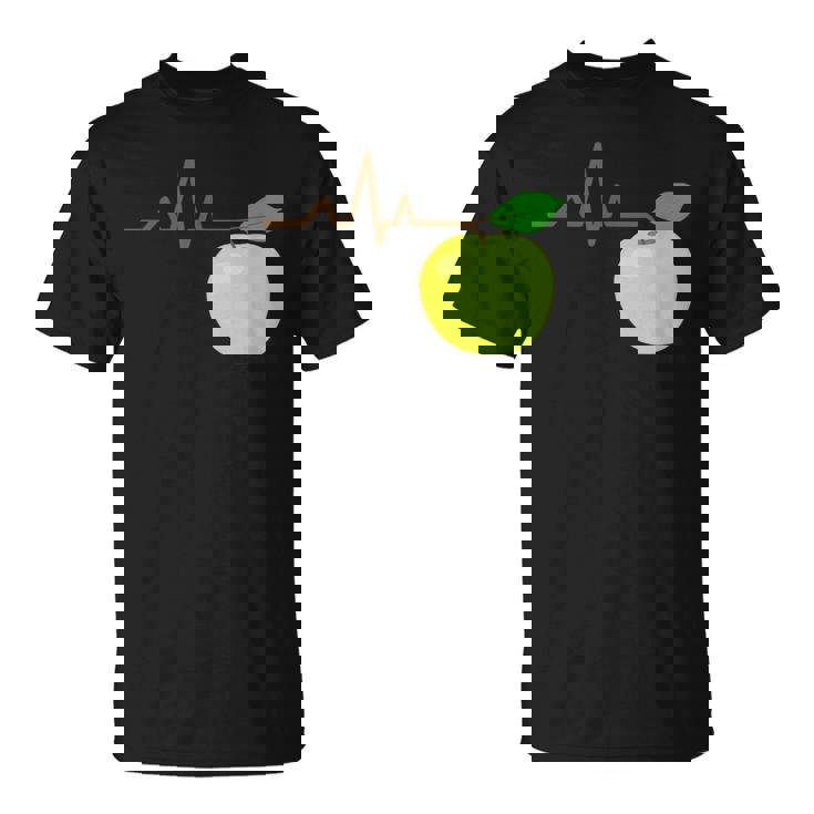 面白いハートビートekgアップルフルーツフルーツアップルギフト Tシャツ