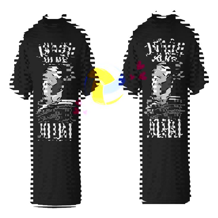 面白いバレーボール愛好家バレーボールを愛するただの女の子 Tシャツ