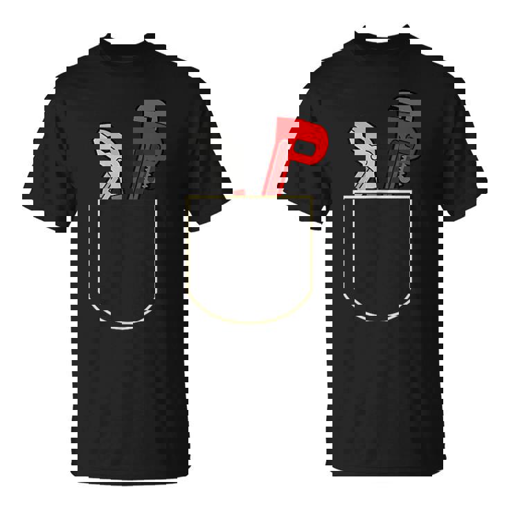 面白いパイプレンチ ポケット入り ギフト 配管工ポケット Tシャツ