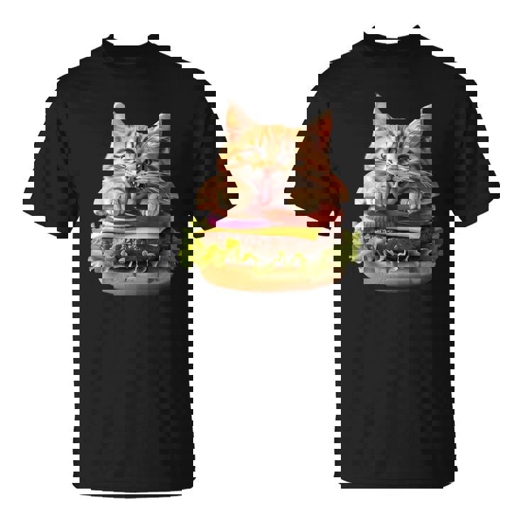 面白いファーストフードハンバーガー愛好家猫猫愛好家 Britishhorthair Burger Cat Food Tシャツ